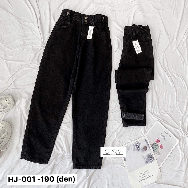 Quần Baggy Jean Nữ Hack Dáng HJ-001| Cạp Cao | Vải Jean Wash Xịn | GinHouse Shop