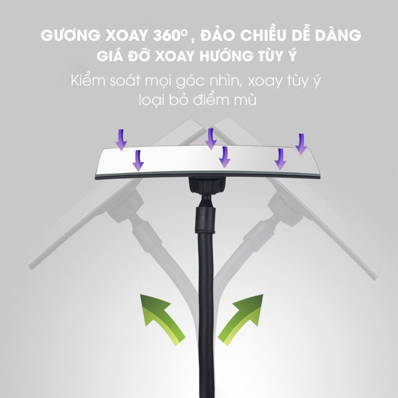 Gương chiếu hậu lồi góc rộng trong xe ô tô xoay 360 độ, có giác hút chắc chắn, phụ kiện ô tô Tâm Luân