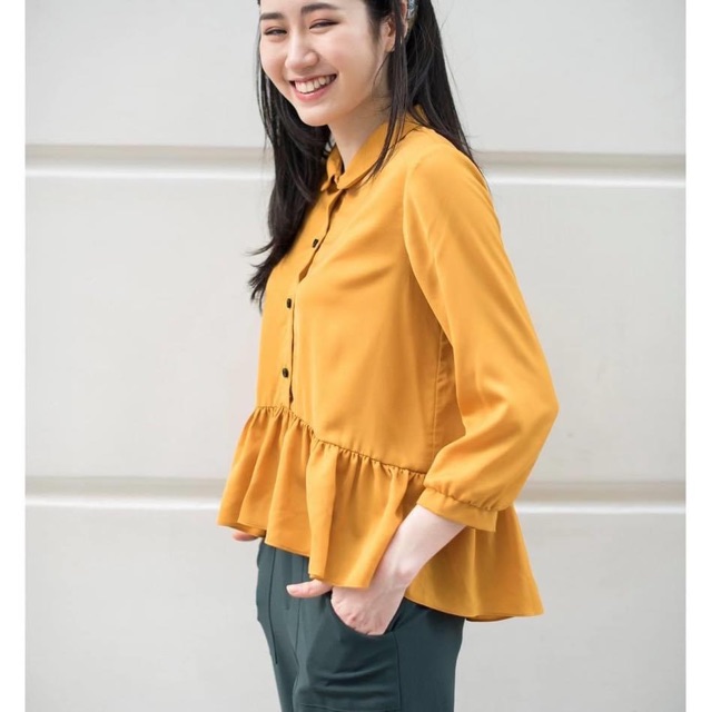 Áo peplum trơn hai màu ( ảnh thật )