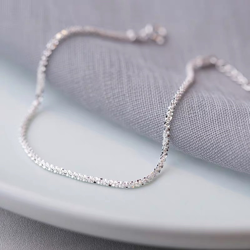 Lắc tay bạc lắc chân bạc thật DaLiA Jewelry lắc bạc dây hoa xù bông tiểu thư