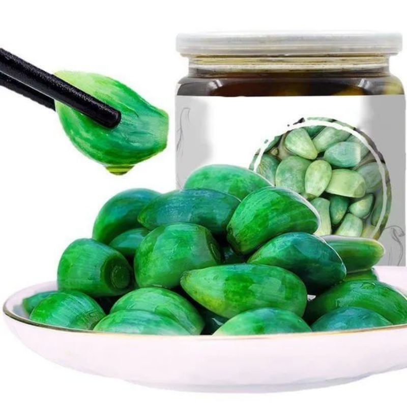 Tỏi xanh Sơn Đông ngâm giấm đường ngọc bích Sơn Đông lọ 400g