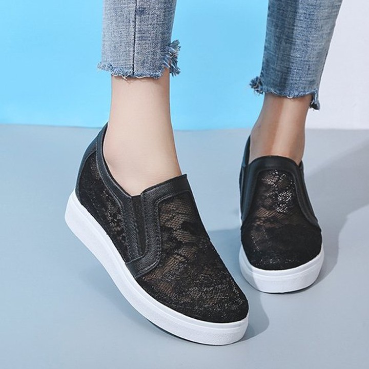 [CHẤT LƯỢNG_CÓ TRỢ SHIP] Giày độn đế nữ, giày slip on nữ đế độn lưới V09 êm chân, hàng Quảng Châu loại 01 S076