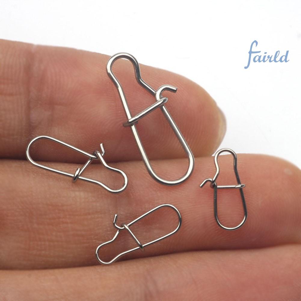 50pcs Fast Clip Lock Snap Swivel Solid Rings Safety Snaps Fishing Hook Connector