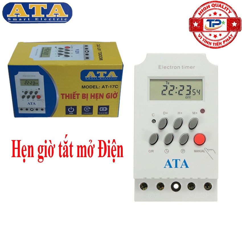 Thiết bị hẹn giờ tắt mở điện thông minh tự động ATA AT-17C Timer điện tử hiển thị màn hình LCD