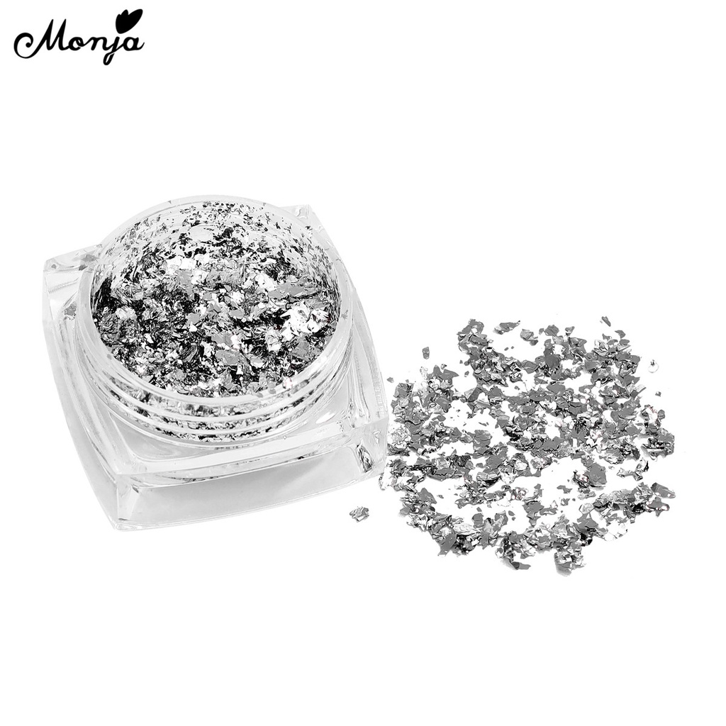 MONJA Set 6 hộp lá nhôm lấp lánh màu vàng/bạc trang trí móng nghệ thuật diy