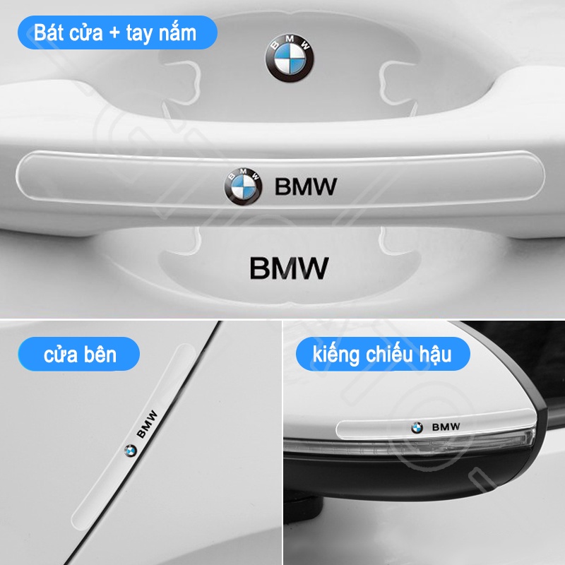 GTIOATO Bộ Bảo Vệ Tay Nắm Cửa ô Tô Trong Suốt Bộ Bảo Vệ Bát Cửa Gương Hậu Xe HơI MiếNg DáN ChốNg XưỚC Phụ KiệN Ô Tô Cho BMW M M4 320I X5 318I X6 X7 Z4 X4 M3 X3 M8 325I 530I