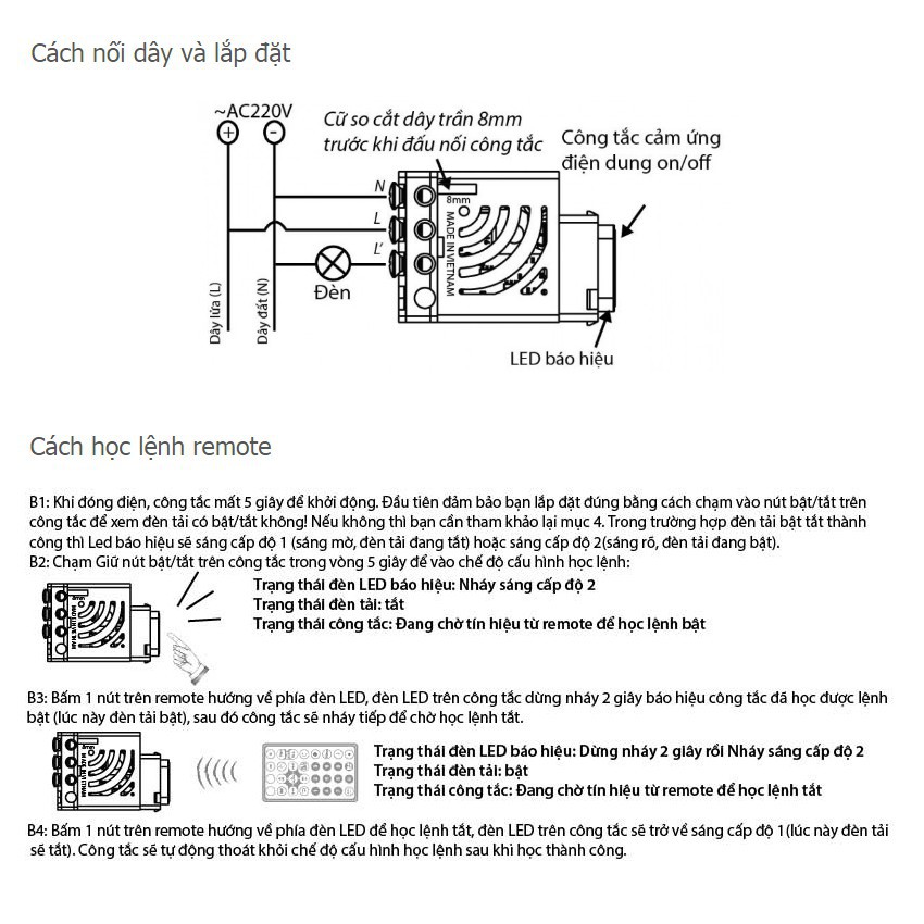 Công Tắc Cảm Ứng Công Tắc Điện Công Tắc Điều Khiển Từ Xa 5-10m