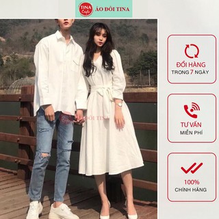 SET ĐỒ ĐÔI NAM NỮ ĐẸP COUPLE TINA SET ĐỒ CẶP NAM NỮ ĐẸP MÀU TRẮNG TÙNG XÒE THEO PHONG CÁCH HÀN QUỐC SIÊU XINH