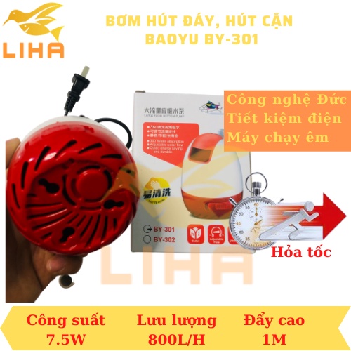 Máy Bơm Hút Cặn Baoyu BY-301 (7.5W-800L/H-1M) - Bơm Hút Đáy Hồ Cá