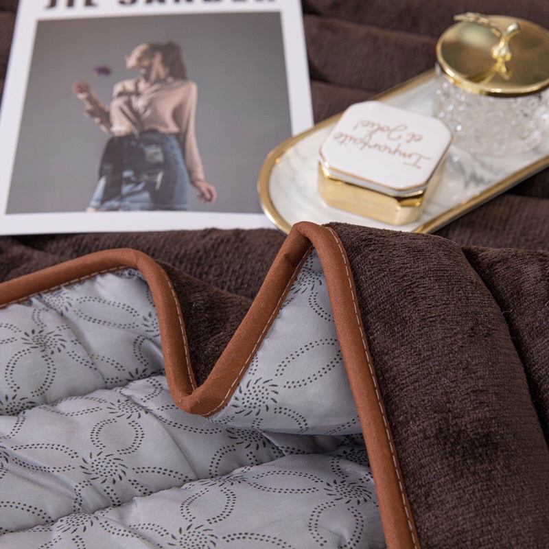 Thảm Nỉ, Thảm Cừu Đa Năng Trải Giường Trải Sàn 3 Lớp Siêu Dày, Siêu Ấm Tổng Hợp Mẫu Trơn