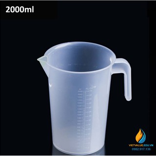 Ca đong hóa chất bằng nhựa PP trong, thành cao, dung tích 2000ml