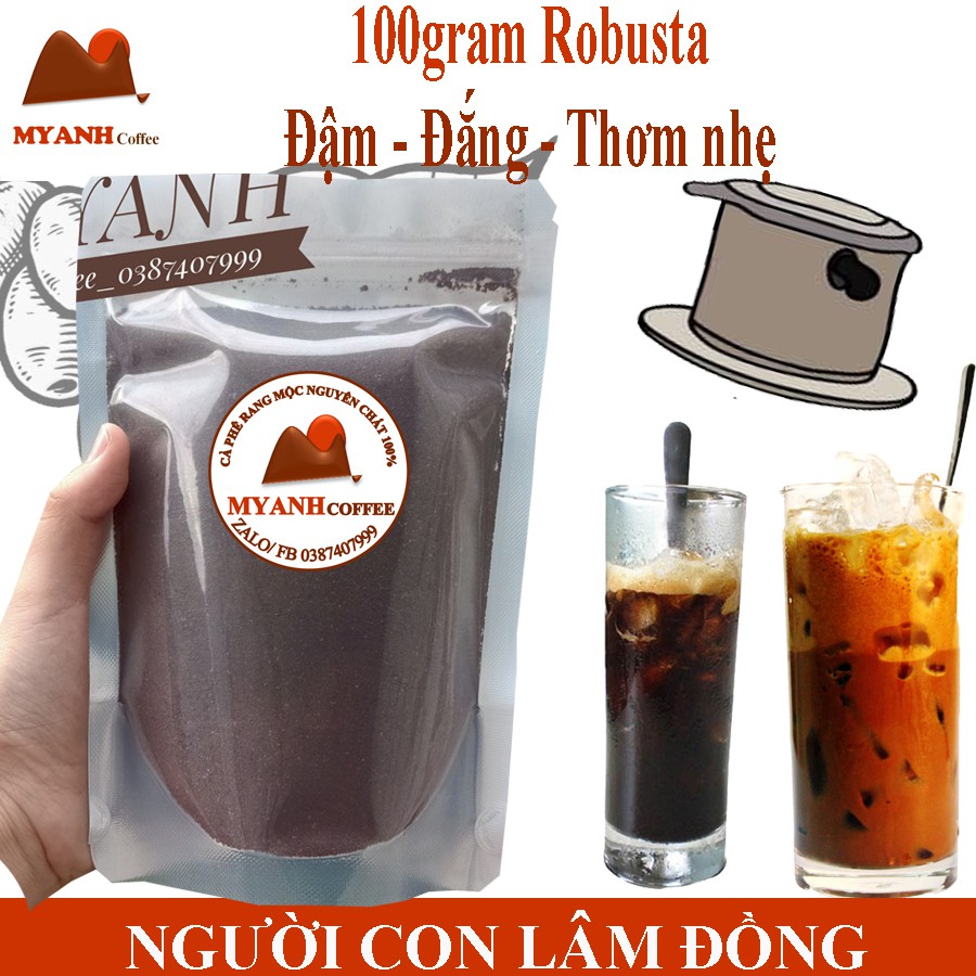 Cà phê - 100gr cafe rang mộc phối trộn 20% Arabica, 80% Robusta - Thơm, đậm vị, chua nhẹ- Vietnamese coffee filter