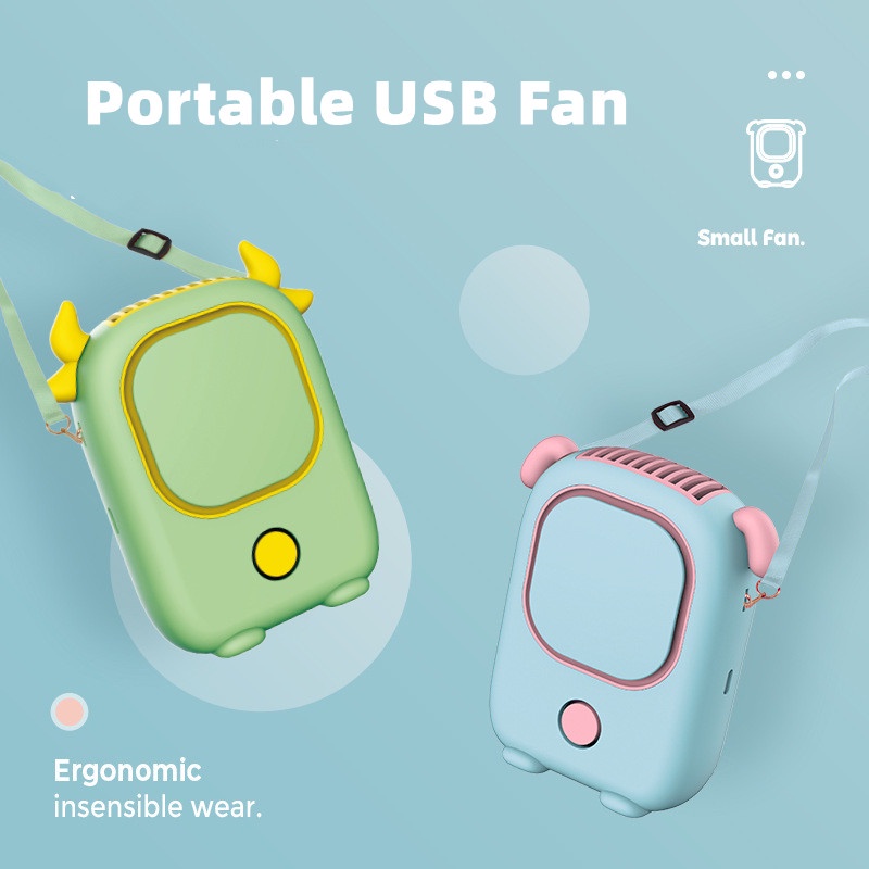 Quạt mini BJONE sạc USB 1200mah họa tiết hoạt hình dễ thương