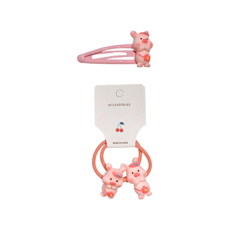 Dây thun cột tóc gắn hình chú heo hồng đáng yêu cho bé gái