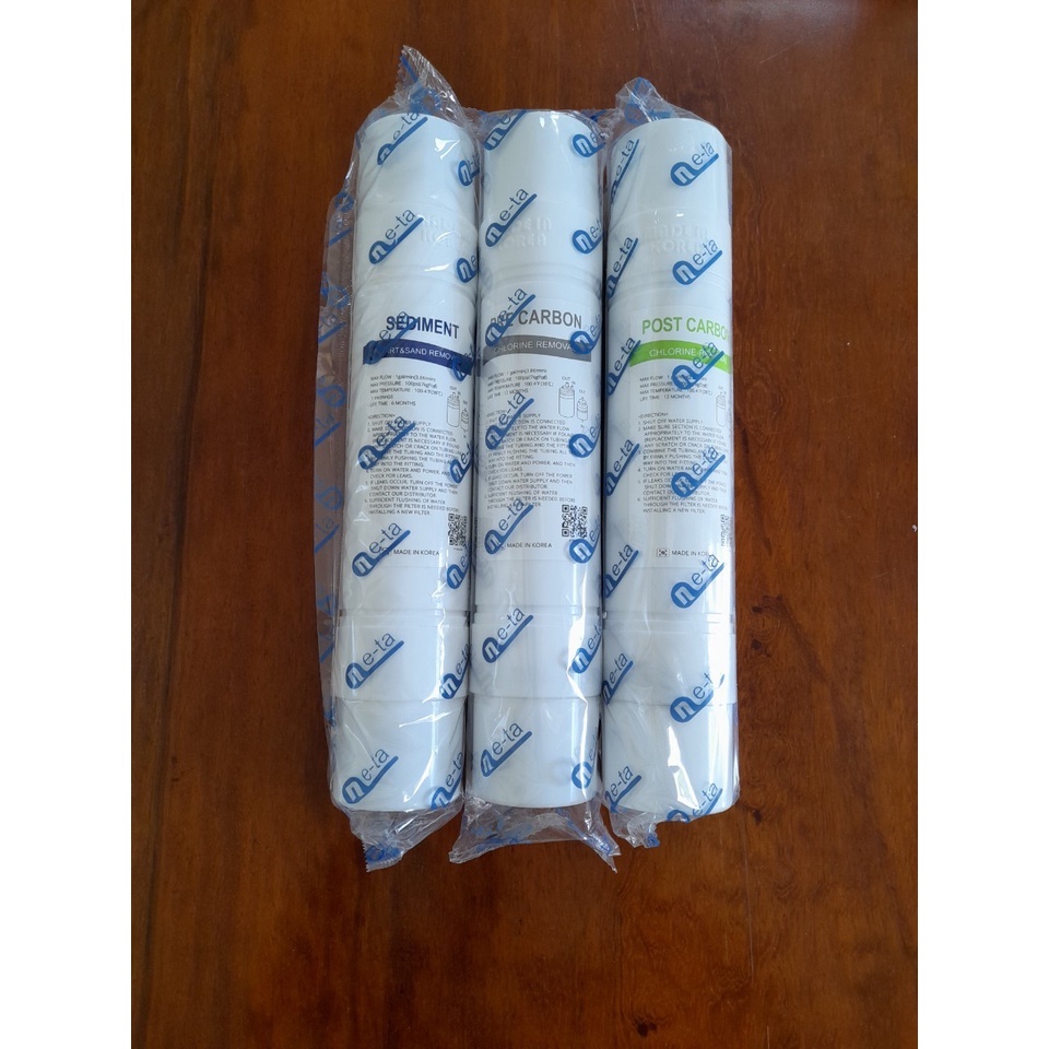 Combo 3 Lõi lọc nước KOREA dùng cho cây nóng lạnh KANGAROO, AQUA, KORIHOME ( có kẹp, có co ống 6)