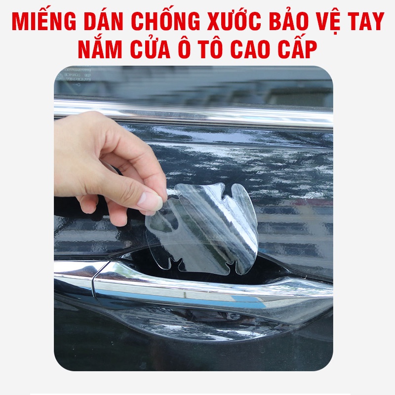Bộ 4 Miếng Dán Chống Xước Bảo Vệ Tay Nắm Cửa Ô Tô Xe Hơi Cao Cấp