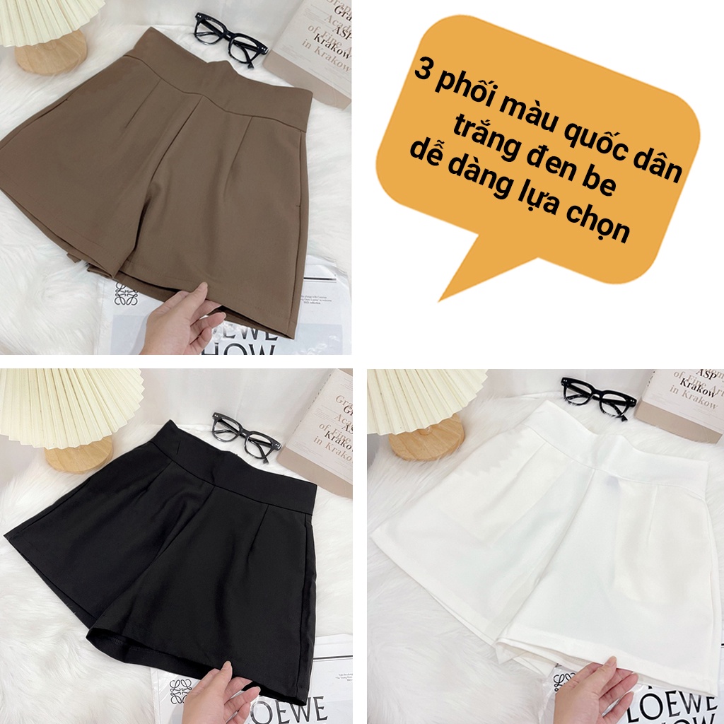 Quần đùi kaki nữ FM Style giả váy lưng cao ống rộng cao cấp phong cách Hàn Quốc hiện đại trẻ trung 220130503