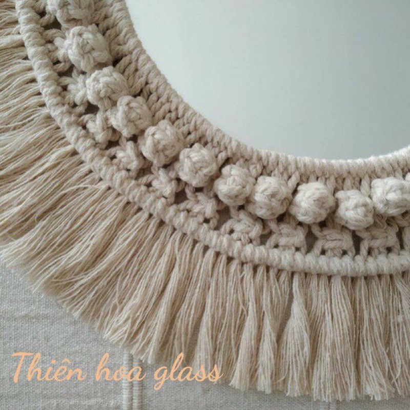 [Rẻ vô địch] Gương đan macrame gương viền vải gương treo tường gương tròn trang trí