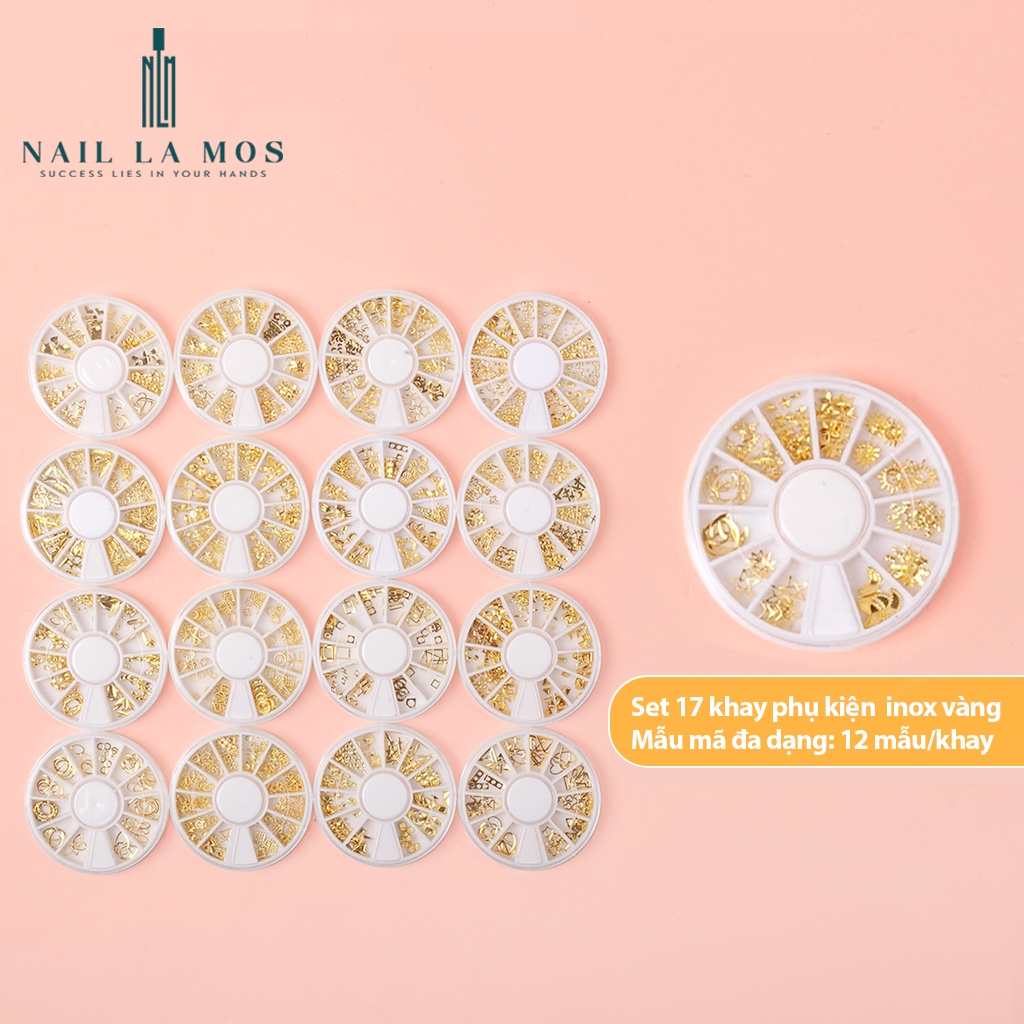 Phụ kiện inox vàng đa dạng chủ đề trang trí móng tay sang chảnh
