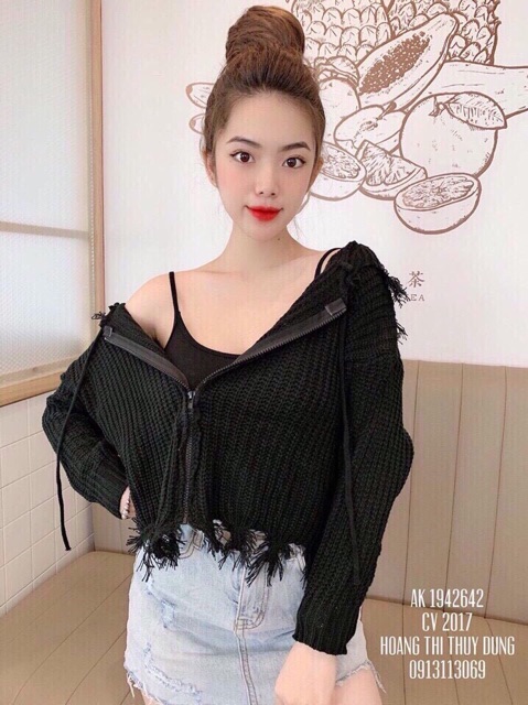 Áo len khoá MŨ tua rua mã 515 | BigBuy360 - bigbuy360.vn