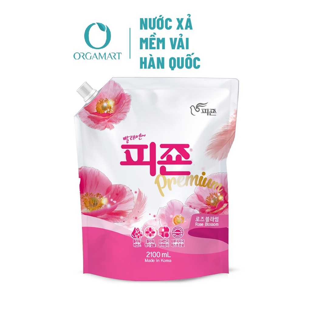Nước Xả Vải Pigeon Hương Hoa Hồng Hàn Quốc Khử Mùi, Chống Nấm Mốc Túi 2.1L