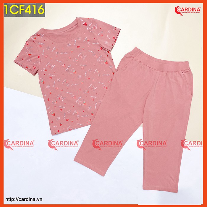 Bộ Mặc Nhà Nữ 𝐂𝐀𝐑𝐃𝐈𝐍𝐀 Bộ Ngố Cotton In Hình Trái Tim Cao Cấp, Bí Kíp Hách Tuổi Cho Chị Em