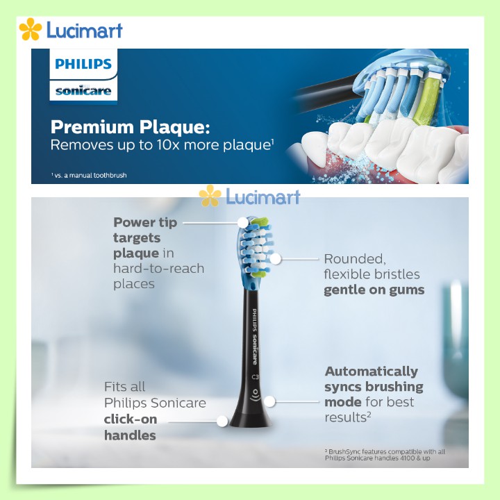 Đầu bàn chải điện Philips Sonicare C3 Premium Plaque Control [Hàng Mỹ]