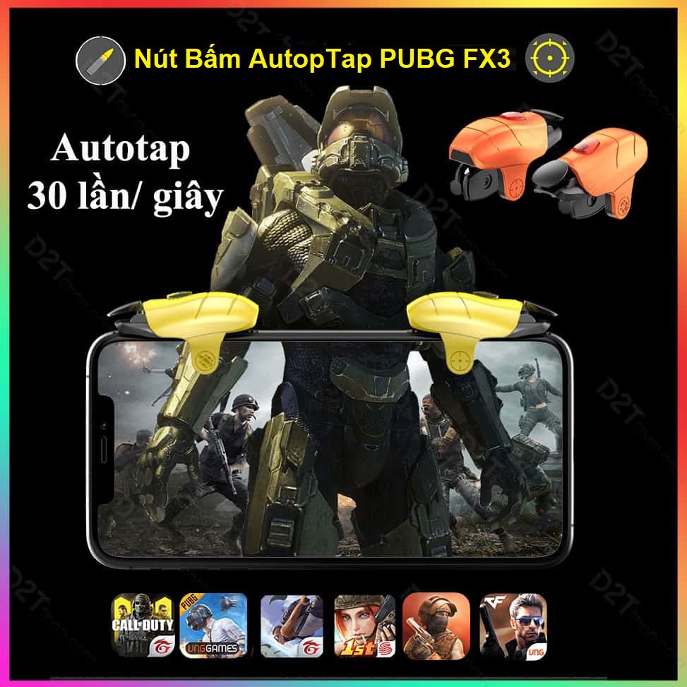 Bộ 2 Nút Bấm Chơi Game, Auto Tap Pubg Mobile FX3 Tap 30 Lần/Giây - Thiết Kế Thông Minh Nhỏ Gọn