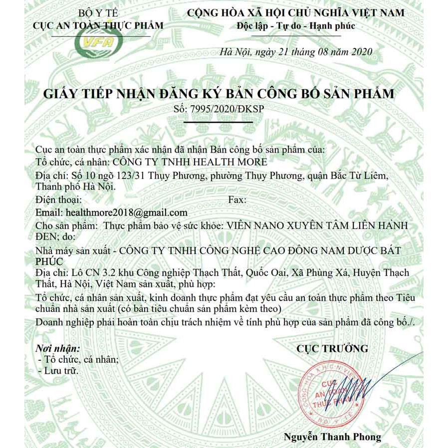 Hộp Nano Xuyên Tâm Liên Hành Đen - 30 Viên