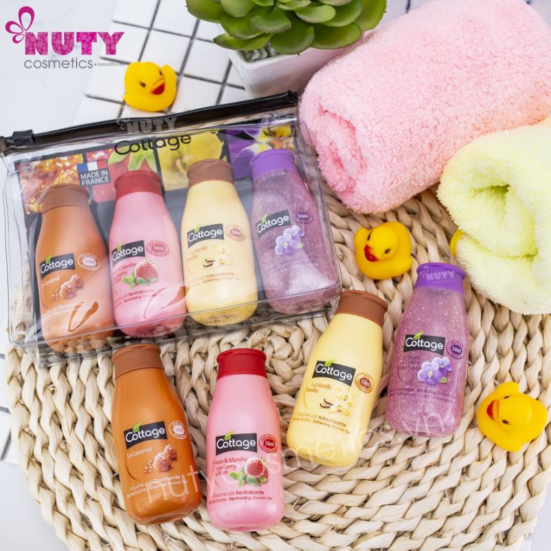 [Quà tặng 8/3] Set 4 Chai Sữa Tắm Cottage Pháp Mini 50ml