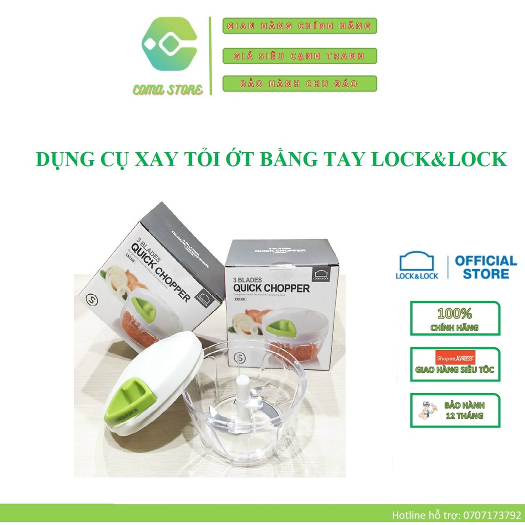 MÁY XAY TỎI ỚT BẰNG TAY LOCK&amp;LOCK (NHIỀU KÍCH CỠ) LỰC NGHIỀN MẠNH VỚI 3 LƯỠI DAO THÉP KHÔNG GỈ - HÀNG CHÍNH HÃNG