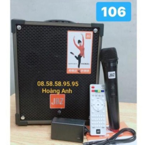 Loa kéo JBZ 106-Bass 1.6 tấc(16cm)CS-200W+1 Micro Không Dây+Remto+1 adapter sạc+dây tín hiệu tivi