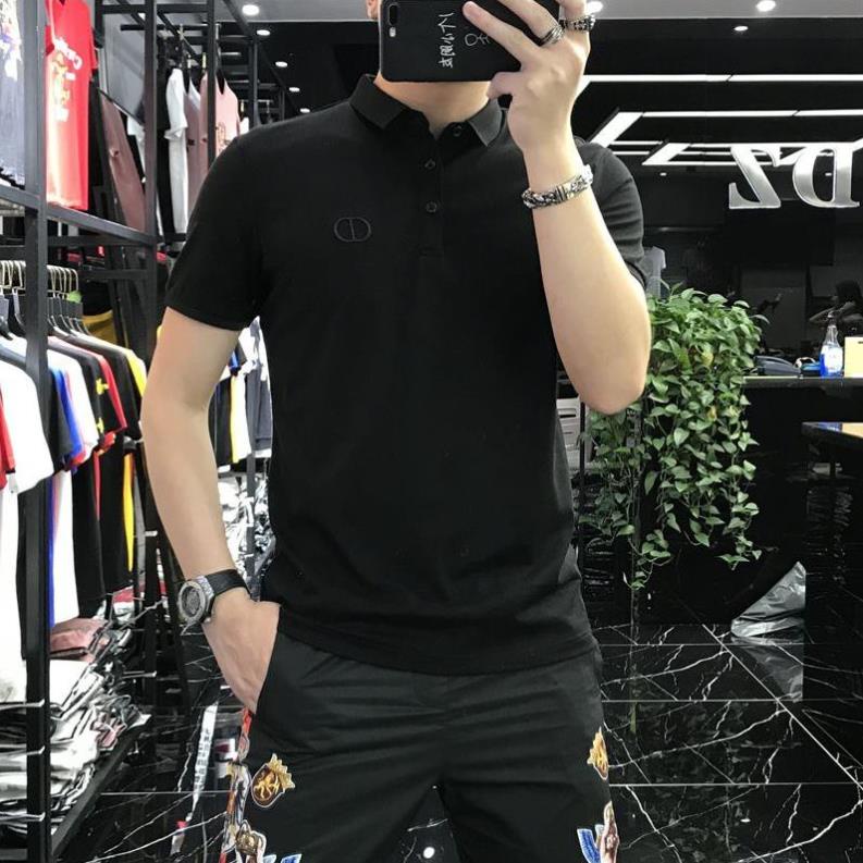 Áo thun POLO đen thêu ngực-cổ bẻ cao cấp full size vải cá sấu form chuẩn - KO Fashion