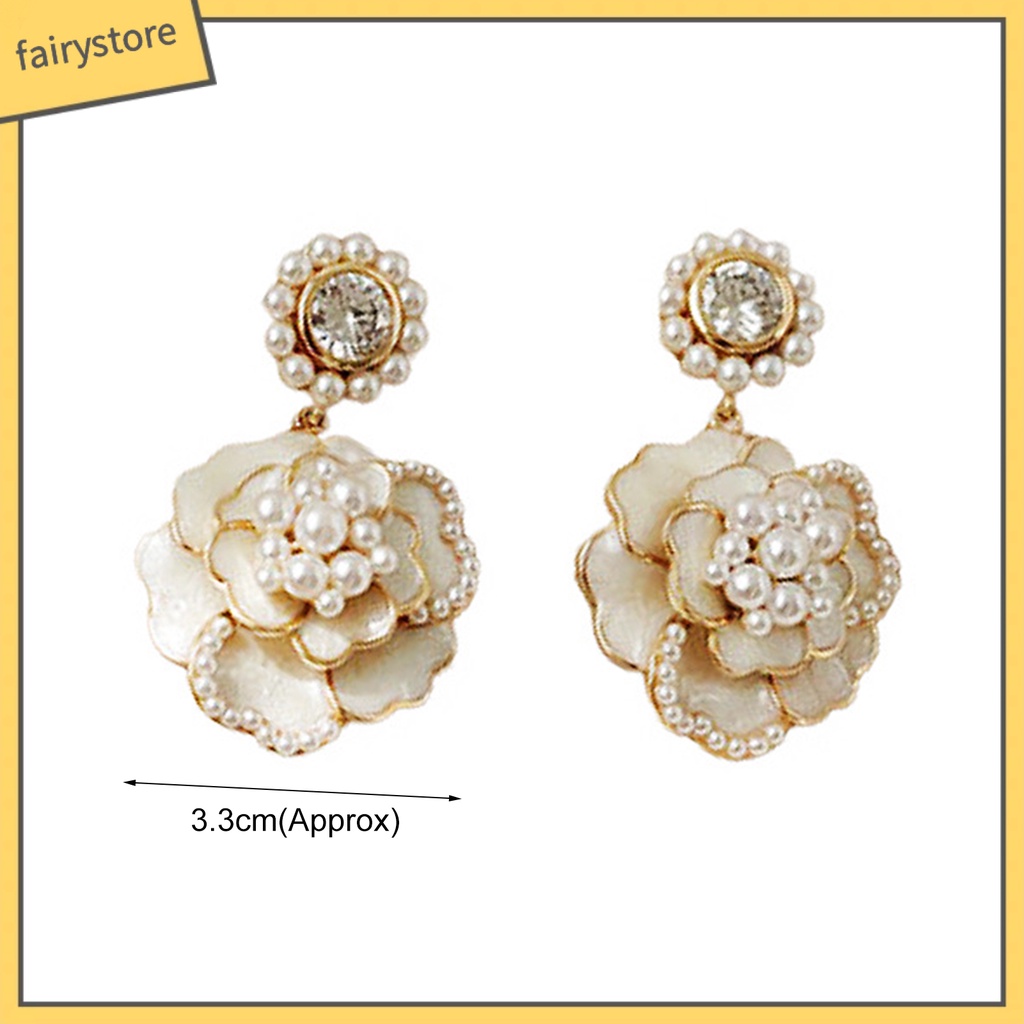 Bông tai hình hoa trà bằng hợp kim chống oxy hóa chất lượng