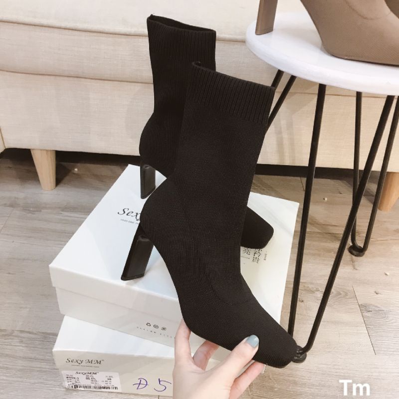 Boot Len Chun Co Dãn Sexy Cổ Lửng Gót 7p Mềm Êm Fullbox Cao Cấp