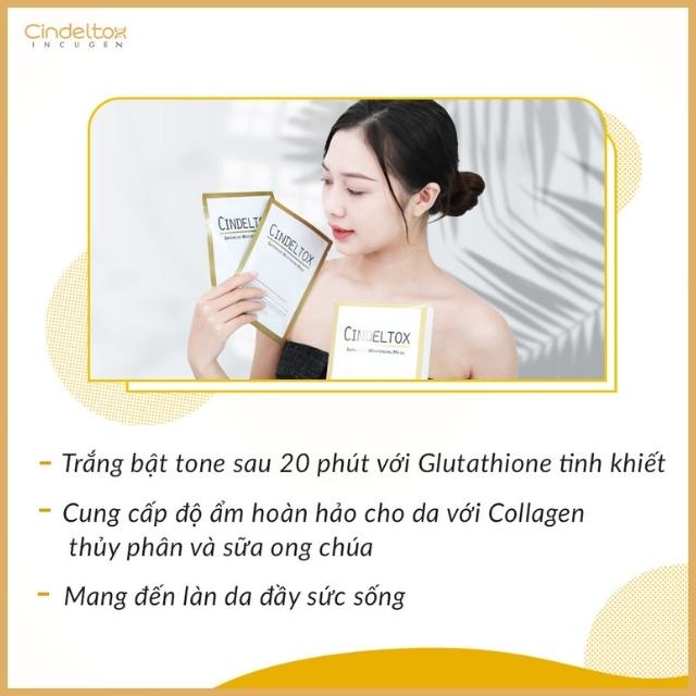 Mặt nạ dưỡng trắng Intensive Whitening Mask Cindeltox hộp 5 miếng nâng tone dưỡng da trắng khỏe đẹp