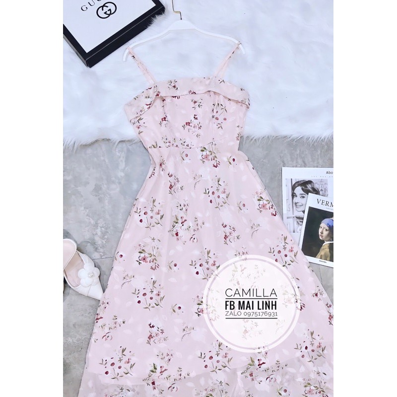 ⚡️BÁN SỈ⚡️Đầm voan hoa 2 dây hồng nhạt | BigBuy360 - bigbuy360.vn