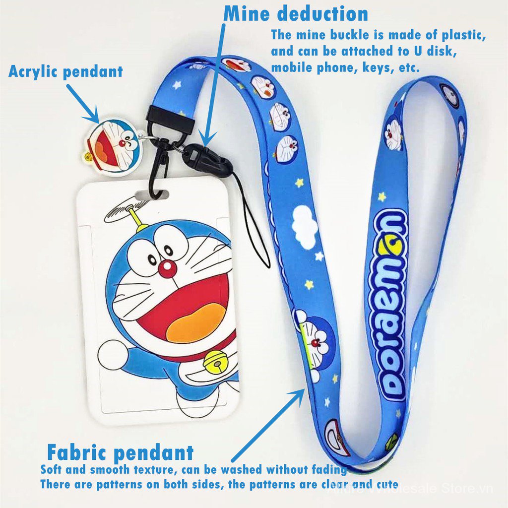 Bao Da Đựng Thẻ 2 Ngăn Tiện Lợi Disney card holder Mickey Mouse Cartoon Hard PU Card Holder Identity Badge With Lanyard Neck Strap Card Nus ID Holder With Key Chain