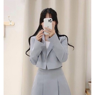 set áo vest crop + chân váy