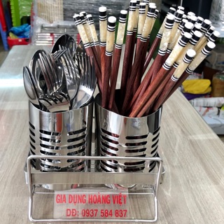Ống đũa tròn 2 ngăn để bàn inox 304 cao cấp
