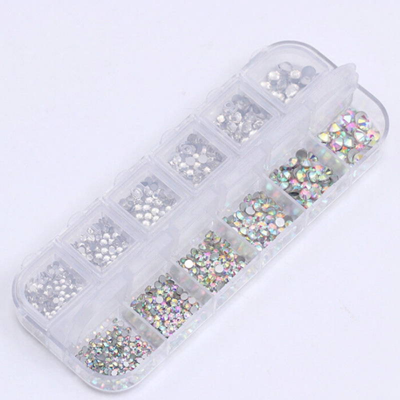Nail 12 square box rhinestone transparent flat bottom rhinestone magic color diamond mixed