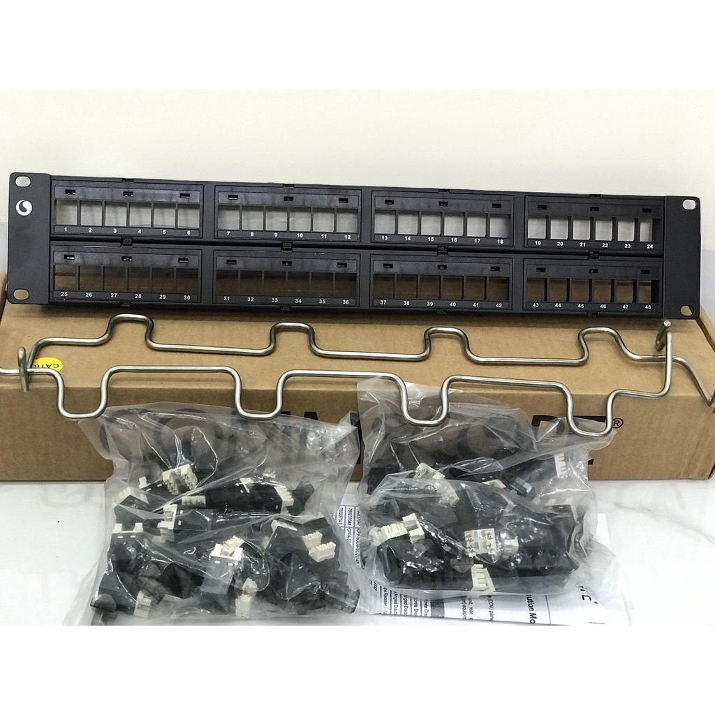 Thanh đấu nối Patch Panel 48 cổng Cat5E, 2U, rỗng, thẳng 760237041 | 9-1375191-2, NK