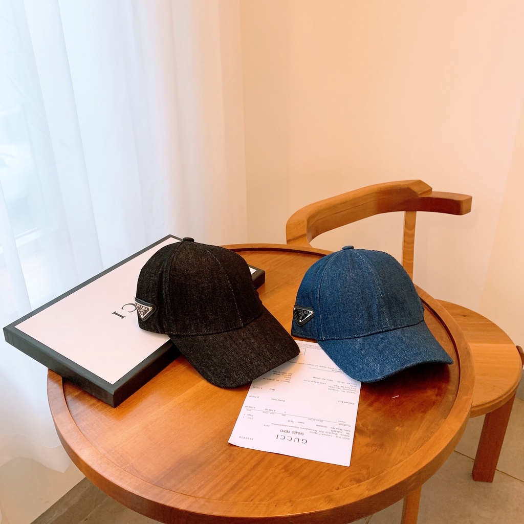 Mũ Lưỡi trai prada denim full tag về sẵn 2 màu đen, xanh phom siêu đẹp