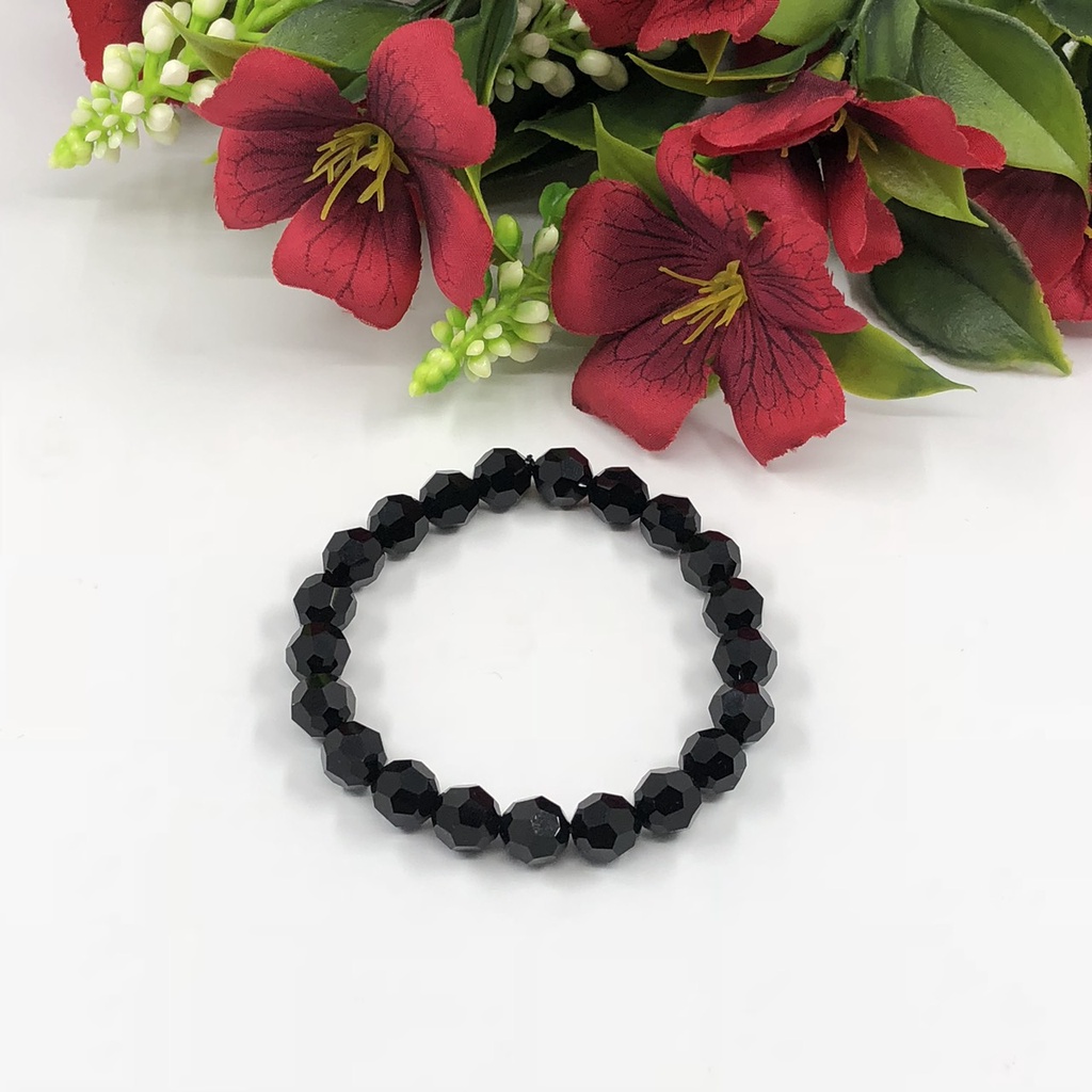 Vòng Tay Pha Lê Tròn Đen Huyền S08mm Được Thiết Kế Từ Pha Lê Swarovski