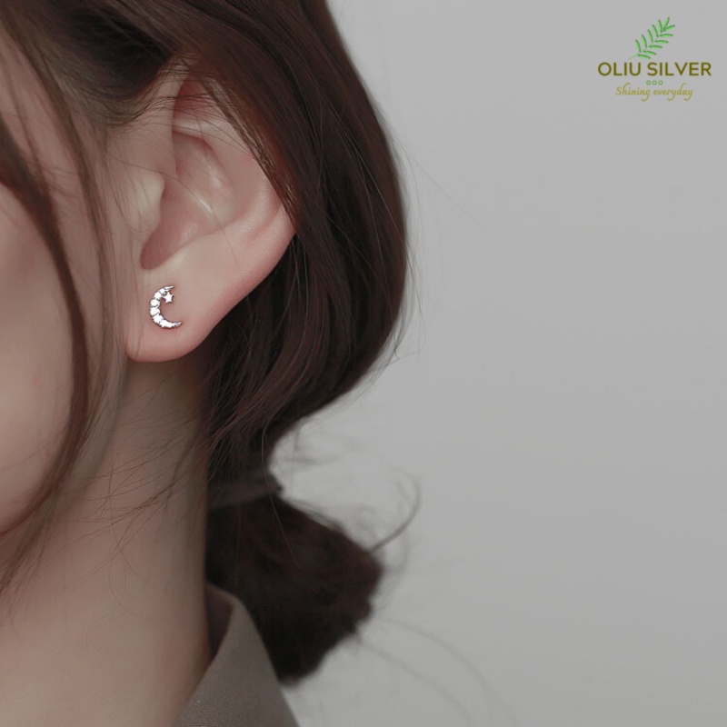 Bông Tai Bạc S925 Hành Tinh Mặt Trăng Planet Moon Bất Đối Xứng Chốt Vặn Trẻ Trung Cá Tính | Khuyên Tai Nữ Trang Sức Bạc