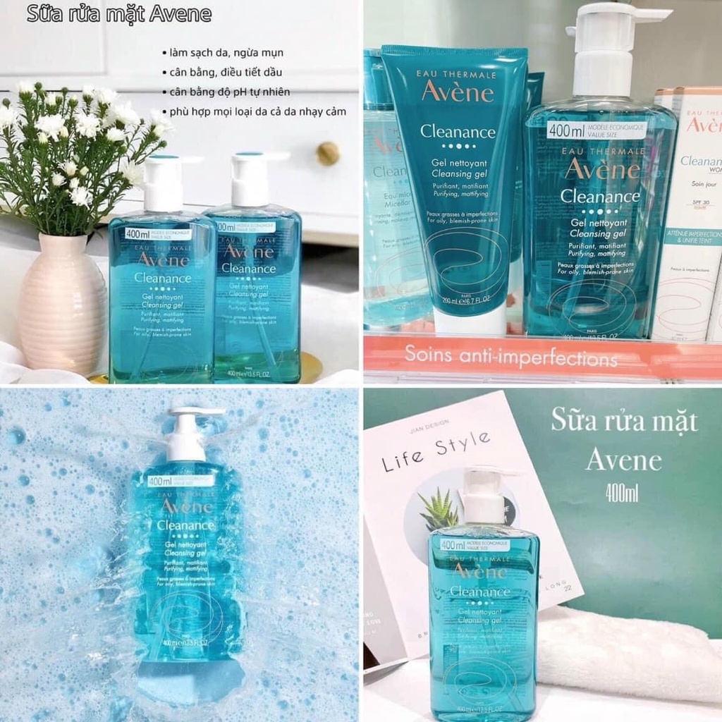 Sữa rửa mặt Avene Cleanance Cleansing Gel 400ml cho da nhờn mụn nhạy cảm