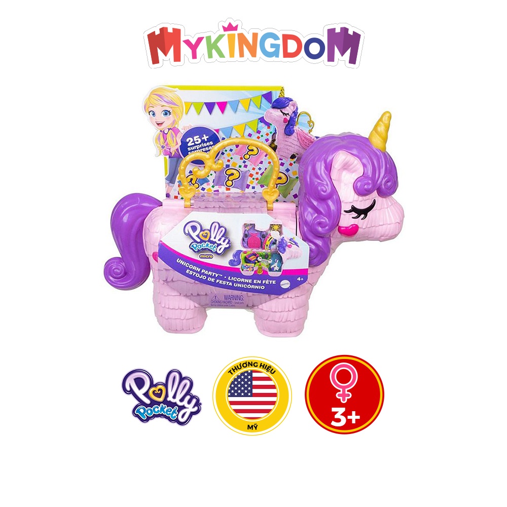 Đồ Chơi Búp Bê POLLY POCKET Và Bữa Tiệc Bất Ngờ Cùng Rainbow Unicorn GKL24