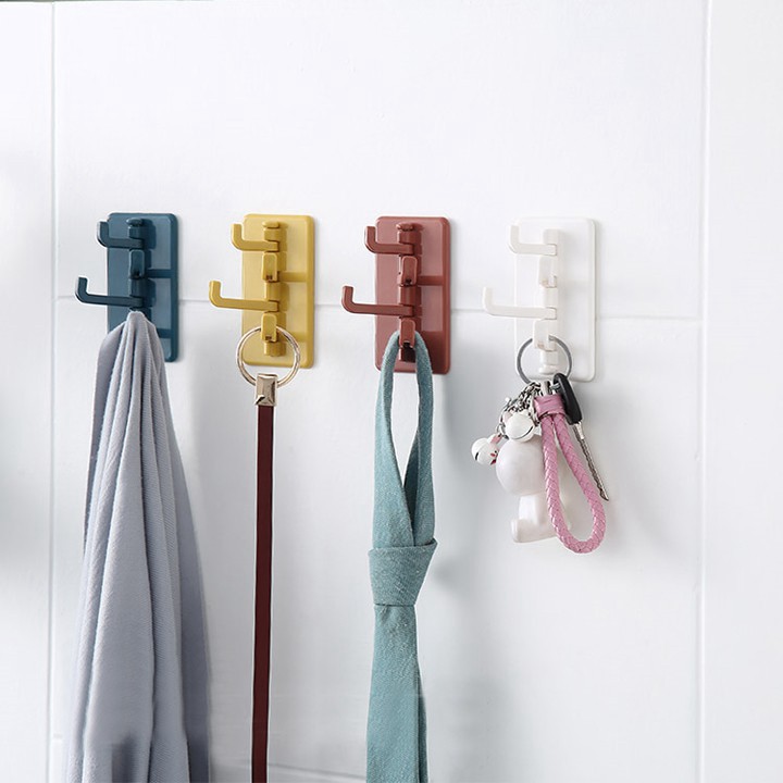 Móc đa năng FreeShip Móc treo đồ dán tường 4 nhánh xoay hình cây thông