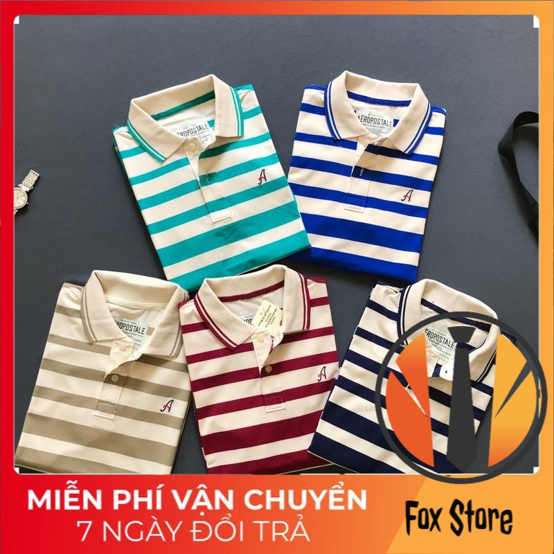Áo thun nam cổ bẻ polo nam kẻ sọc thêu chữ A chất vải cotton 100% mát mền mịn, độ co giãn cao.[HỖ TRỢ ĐỔI SIZE]