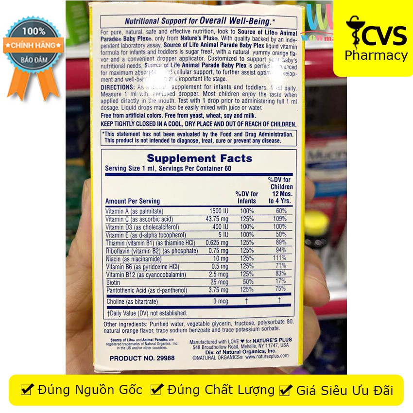 Siro Vitamin Tổng Hợp Baby Plex - giúp cung cấp Vitamin, khoáng chất cần thiết cho trẻ - cvspharmacy Nature''s Plus